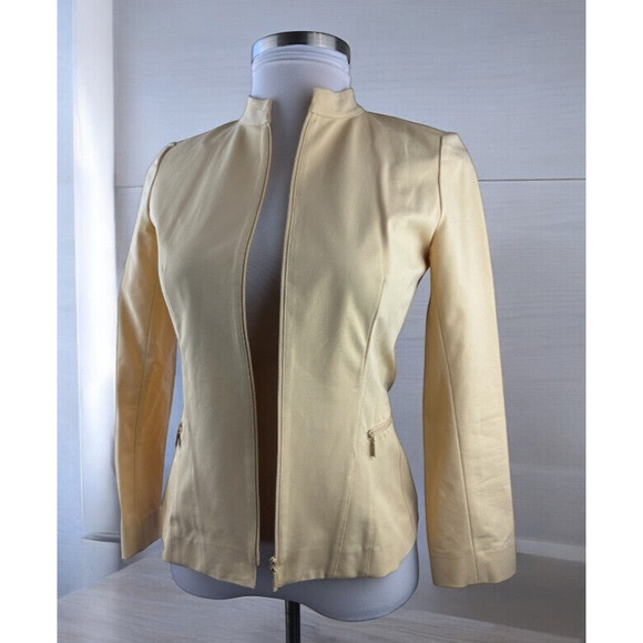 Lafayette 148 New York Jackets & Blazers - Lafayette 148 New York Pleated Stretch Full Zip Fitted Yellow Jacket Size 6